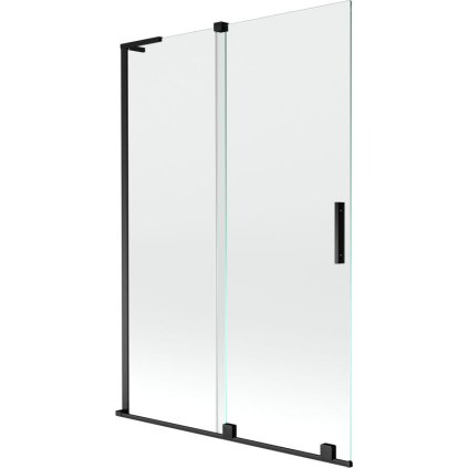 Mexen Velar L, 2-krídlová posuvná vaňová zástena 120 x 150 cm, 8mm číre sklo, čierna matná, 896-120-003-01-70