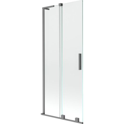 Mexen Velar L, 2-krídlová posuvná vaňová zástena 80 x 150 cm, 8mm číre sklo, grafitová matná, 896-080-003-01-95