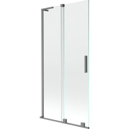 Mexen Velar L, 2-krídlová posuvná vaňová zástena 90 x 150 cm, 8mm číre sklo, grafitová matná, 896-090-003-01-95