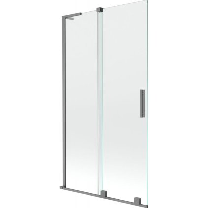 Mexen Velar L, 2-krídlová posuvná vaňová zástena 100 x 150 cm, 8mm číre sklo, grafitová matná, 896-100-003-01-95