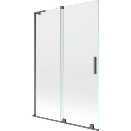 Mexen Velar L, 2-krídlová posuvná vaňová zástena 120 x 150 cm, 8mm číre sklo, grafitová matná, 896-120-003-01-95