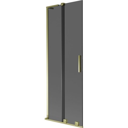 Mexen Velar L, 2-krídlová posuvná vaňová zástena 70 x 150 cm, 8mm šedé sklo, zlatá lesklá, 896-070-003-41-50