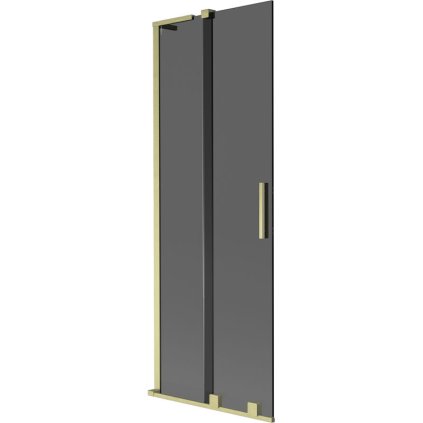 Mexen Velar L, 2-krídlová posuvná vaňová zástena 70 x 150 cm, 8mm šedé sklo, zlatá matná, 896-070-003-41-55