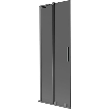 Mexen Velar L, 2-krídlová posuvná vaňová zástena 70 x 150 cm, 8mm šedé sklo, grafitová, 896-070-003-41-95