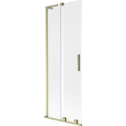 Mexen Velar L, 2-krídlová posuvná vaňová zástena 70 x 150 cm, 8mm sklo námraza, zlatá matná, 896-070-003-31-55
