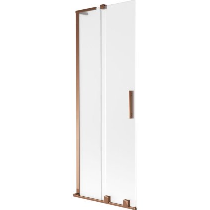Mexen Velar L, 2-krídlová posuvná vaňová zástena 75 x 150 cm, 8mm sklo námraza, ružové zlato, 896-075-003-31-60