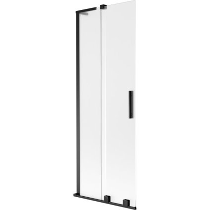 Mexen Velar L, 2-krídlová posuvná vaňová zástena 70 x 150 cm, 8mm sklo námraza, čierna matná, 896-070-003-31-70