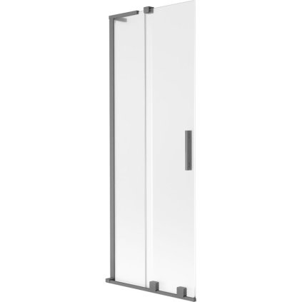 Mexen Velar L, 2-krídlová posuvná vaňová zástena 70 x 150 cm, 8mm sklo námraza, grafitová, 896-070-003-31-95