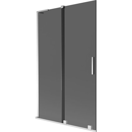Mexen Velar L, 2-krídlová posuvná vaňová zástena 110 x 150 cm, 8mm šedé sklo, chrómový profil, 896-110-003-41-01