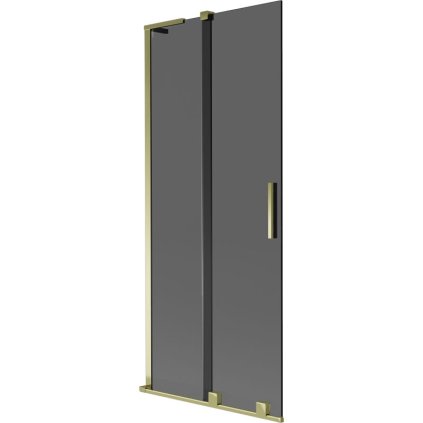 Mexen Velar L, 2-krídlová posuvná vaňová zástena 80 x 150 cm, 8mm šedé sklo, zlatá lesklá, 896-080-003-41-50