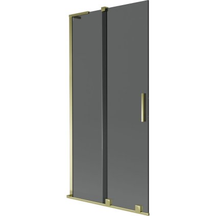 Mexen Velar L, 2-krídlová posuvná vaňová zástena 95 x 150 cm, 8mm šedé sklo, zlatá lesklá, 896-095-003-41-50