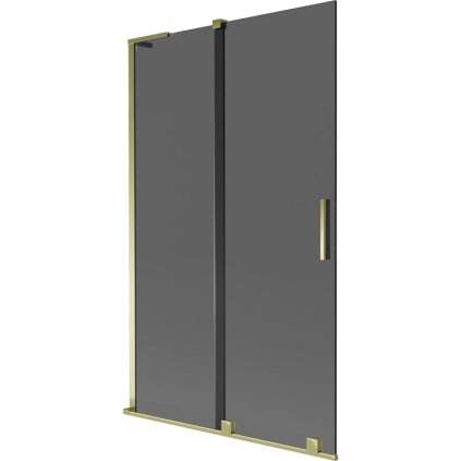 Mexen Velar L, 2-krídlová posuvná vaňová zástena 110 x 150 cm, 8mm šedé sklo, zlatá lesklá, 896-110-003-41-50