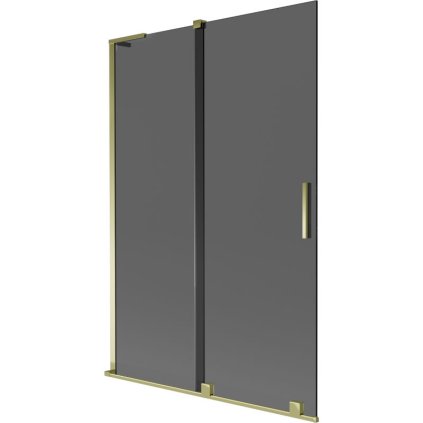 Mexen Velar L, 2-krídlová posuvná vaňová zástena 120 x 150 cm, 8mm šedé sklo, zlatá lesklá, 896-120-003-41-50