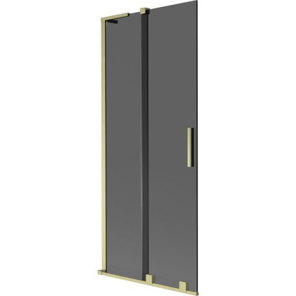 Mexen Velar L, 2-krídlová posuvná vaňová zástena 85 x 150 cm, 8mm šedé sklo, zlatá matná, 896-085-003-41-55