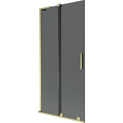 Mexen Velar L, 2-krídlová posuvná vaňová zástena 95 x 150 cm, 8mm šedé sklo, zlatá matná, 896-095-003-41-55