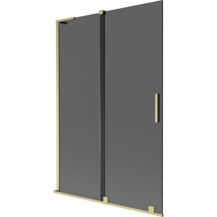 Mexen Velar L, 2-krídlová posuvná vaňová zástena 120 x 150 cm, 8mm šedé sklo, zlatá matná, 896-120-003-41-55