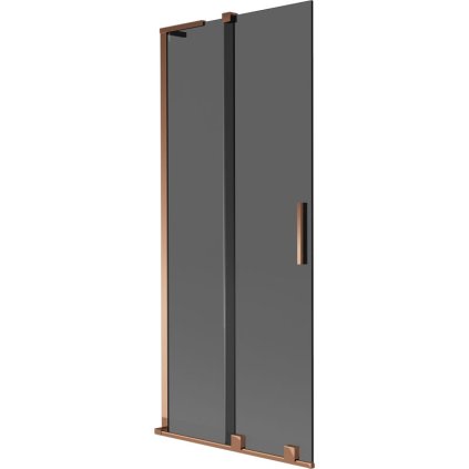 Mexen Velar L, 2-krídlová posuvná vaňová zástena 85 x 150 cm, 8mm šedé sklo, ružové zlato, 896-085-003-41-60