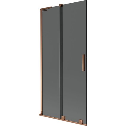 Mexen Velar L, 2-krídlová posuvná vaňová zástena 90 x 150 cm, 8mm šedé sklo, ružové zlato, 896-090-003-41-60