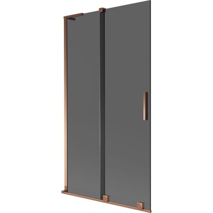 Mexen Velar L, 2-krídlová posuvná vaňová zástena 100 x 150 cm, 8mm šedé sklo, ružové zlato, 896-100-003-41-60