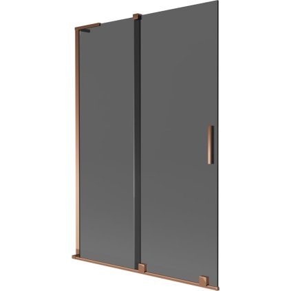 Mexen Velar L, 2-krídlová posuvná vaňová zástena 120 x 150 cm, 8mm šedé sklo, ružové zlato, 896-120-003-41-60