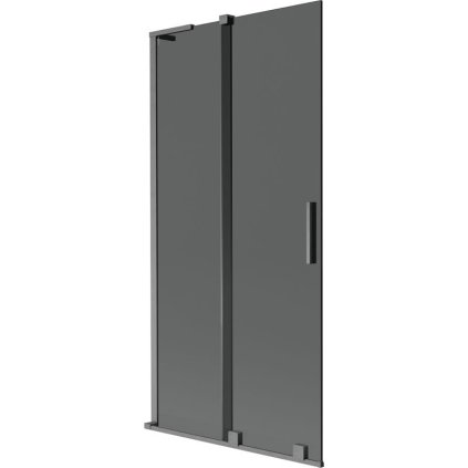 Mexen Velar L, 2-krídlová posuvná vaňová zástena 95 x 150 cm, 8mm šedé sklo, brúsený grafit, 896-095-003-41-66