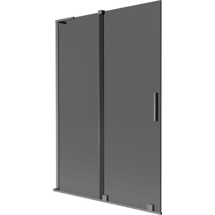 Mexen Velar L, 2-krídlová posuvná vaňová zástena 120 x 150 cm, 8mm šedé sklo, brúsený grafit, 896-120-003-41-66