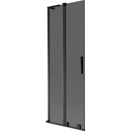 Mexen Velar L, 2-krídlová posuvná vaňová zástena 75 x 150 cm, 8mm šedé sklo, čierna matná, 896-075-003-41-70