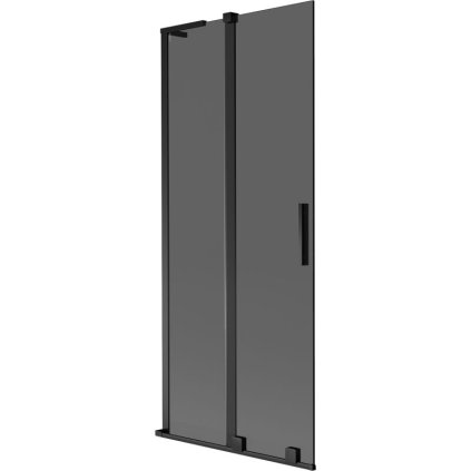 Mexen Velar L, 2-krídlová posuvná vaňová zástena 85 x 150 cm, 8mm šedé sklo, čierna matná, 896-085-003-41-70