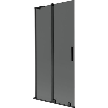 Mexen Velar L, 2-krídlová posuvná vaňová zástena 95 x 150 cm, 8mm šedé sklo, čierna matná, 896-095-003-41-70