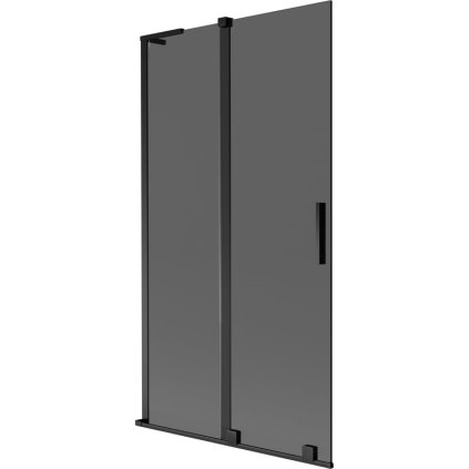 Mexen Velar L, 2-krídlová posuvná vaňová zástena 100 x 150 cm, 8mm šedé sklo, čierna matná, 896-100-003-41-70