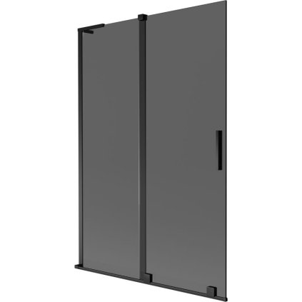 Mexen Velar L, 2-krídlová posuvná vaňová zástena 120 x 150 cm, 8mm šedé sklo, čierna matná, 896-120-003-41-70