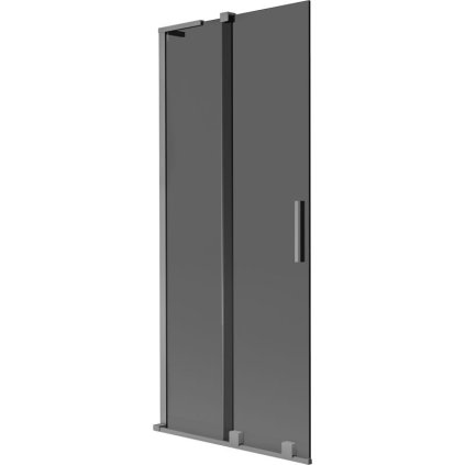 Mexen Velar L, 2-krídlová posuvná vaňová zástena 85 x 150 cm, 8mm šedé sklo, grafitová, 896-085-003-41-95