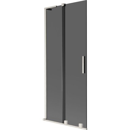 Mexen Velar L, 2-krídlová posuvná vaňová zástena 80 x 150 cm, 8mm šedé sklo, brúsená oceľ, 896-080-003-41-97
