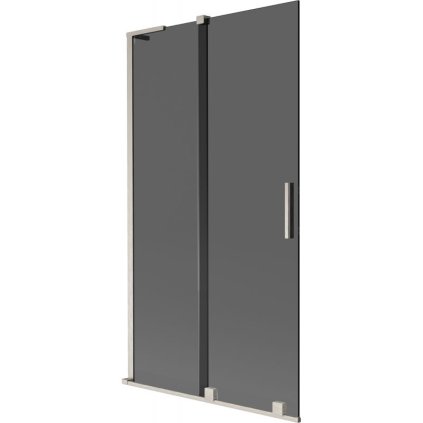 Mexen Velar L, 2-krídlová posuvná vaňová zástena 100 x 150 cm, 8mm šedé sklo, brúsená oceľ, 896-100-003-41-97