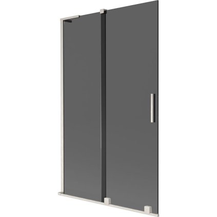 Mexen Velar L, 2-krídlová posuvná vaňová zástena 110 x 150 cm, 8mm šedé sklo, brúsená oceľ, 896-110-003-41-97