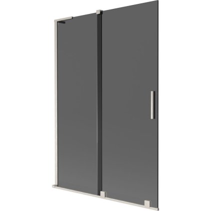 Mexen Velar L, 2-krídlová posuvná vaňová zástena 120 x 150 cm, 8mm šedé sklo, brúsená oceľ, 896-120-003-41-97