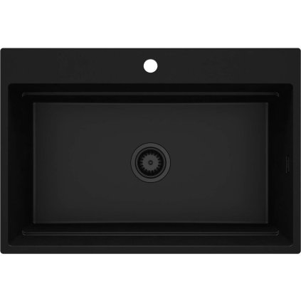 Deante Magnetic, 1-komorový granitový drez 760x520x220mm, čierna matná, DEA-ZRM_N10B