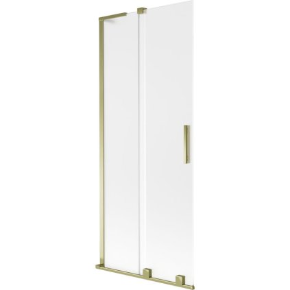 Mexen Velar L, 2-krídlová posuvná vaňová zástena 85 x 150 cm, 8mm sklo námraza, zlatá lesklá, 896-085-003-31-50