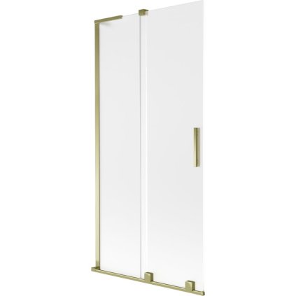 Mexen Velar L, 2-krídlová posuvná vaňová zástena 95 x 150 cm, 8mm sklo námraza, zlatá lesklá, 896-095-003-31-50