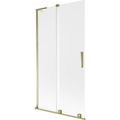 Mexen Velar L, 2-krídlová posuvná vaňová zástena 100 x 150 cm, 8mm sklo námraza, zlatá lesklá, 896-100-003-31-50