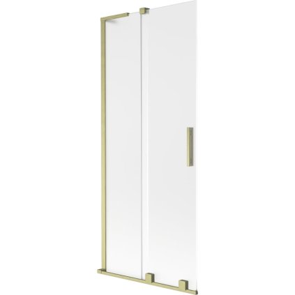 Mexen Velar L, 2-krídlová posuvná vaňová zástena 85 x 150 cm, 8mm sklo námraza, zlatá matná, 896-085-003-31-55