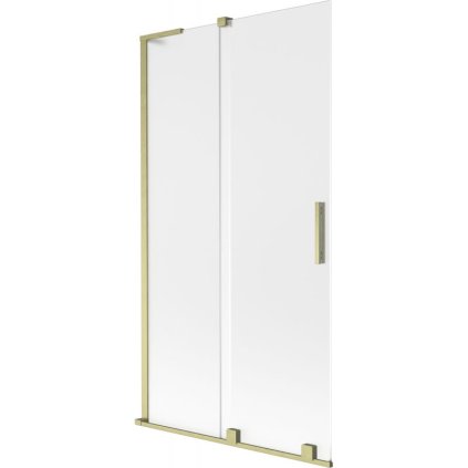 Mexen Velar L, 2-krídlová posuvná vaňová zástena 100 x 150 cm, 8mm sklo námraza, zlatá matná, 896-100-003-31-55