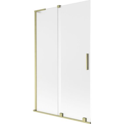 Mexen Velar L, 2-krídlová posuvná vaňová zástena 110 x 150 cm, 8mm sklo námraza, zlatá matná, 896-110-003-31-55