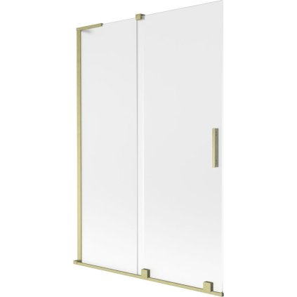 Mexen Velar L, 2-krídlová posuvná vaňová zástena 120 x 150 cm, 8mm sklo námraza, zlatá matná, 896-120-003-31-55