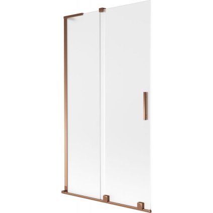 Mexen Velar L, 2-krídlová posuvná vaňová zástena 100 x 150 cm, 8mm sklo námraza, ružové zlato, 896-100-003-31-60
