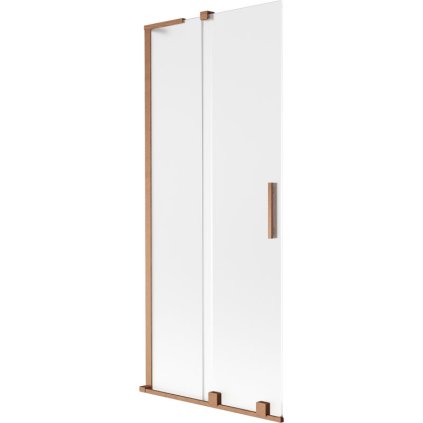 Mexen Velar L, 2-krídlová posuvná vaňová zástena 80 x 150 cm, 8mm sklo námraza, medená matná, 896-080-003-31-65