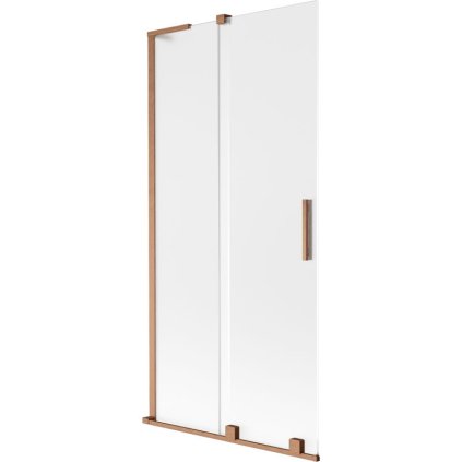 Mexen Velar L, 2-krídlová posuvná vaňová zástena 95 x 150 cm, 8mm sklo námraza, medená matná, 896-095-003-31-65
