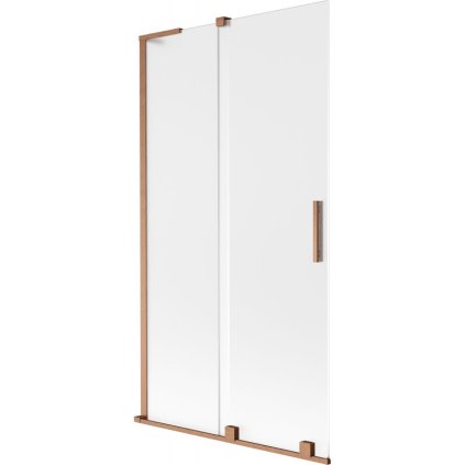 Mexen Velar L, 2-krídlová posuvná vaňová zástena 100 x 150 cm, 8mm sklo námraza, medená matná, 896-100-003-31-65