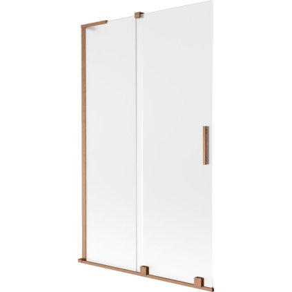Mexen Velar L, 2-krídlová posuvná vaňová zástena 110 x 150 cm, 8mm sklo námraza, medená matná, 896-110-003-31-65