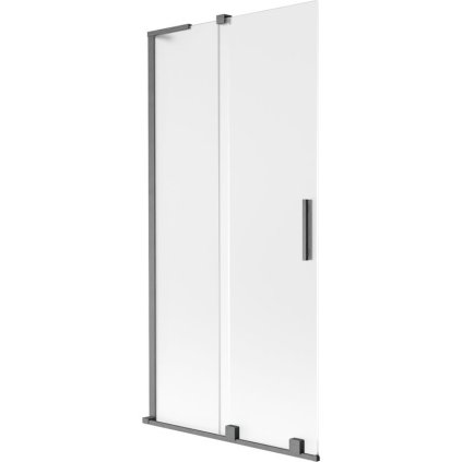 Mexen Velar L, 2-krídlová posuvná vaňová zástena 95 x 150 cm, 8mm sklo námraza, brúsený grafit, 896-095-003-31-66